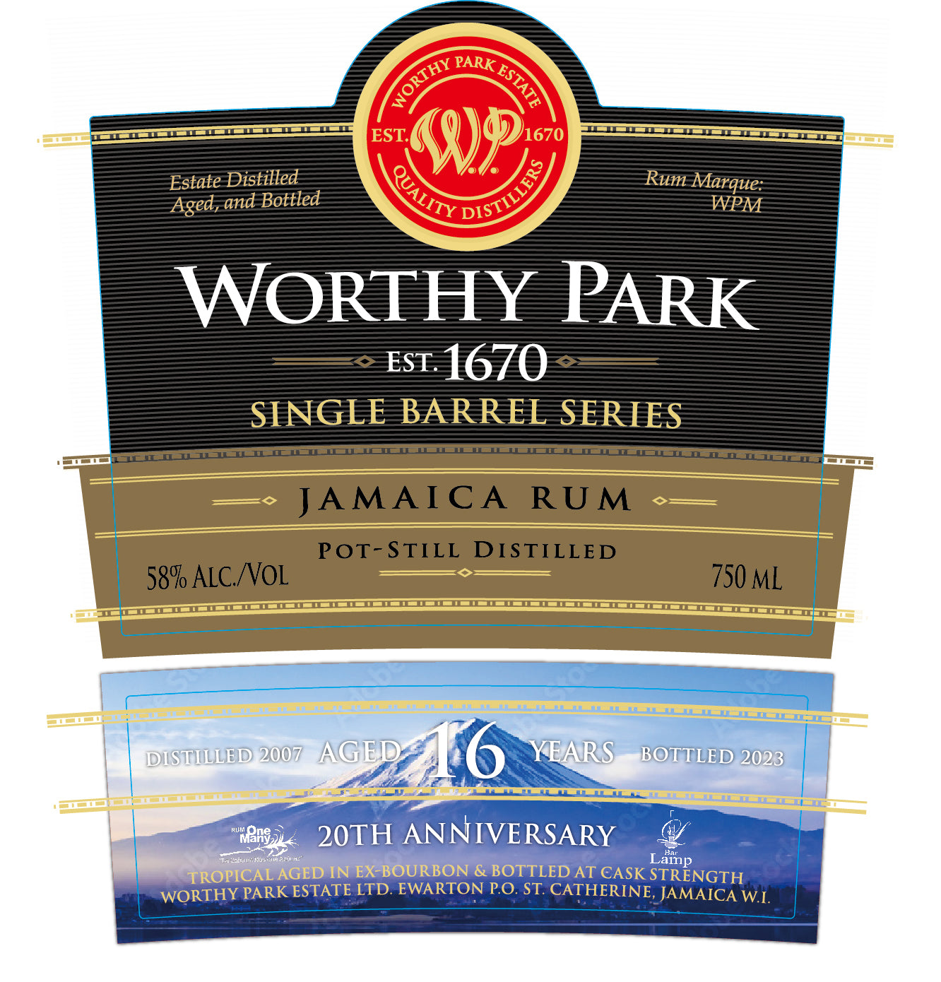 WORTHY PARK Single Barrel 2007 16YO BAR LAMP & One Many 20TH ANNIVERSARY